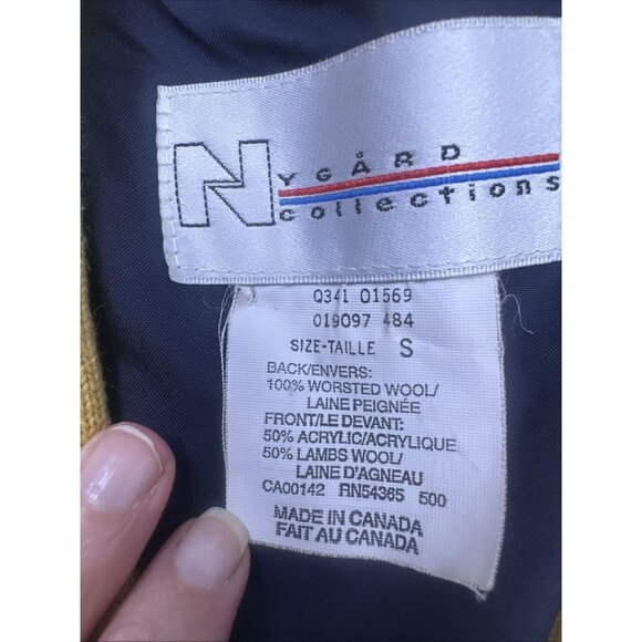 Vintage collegiate style sweater vest crest 1980s Green Plaid Back NY Gard Coll - Picture 5 of 8